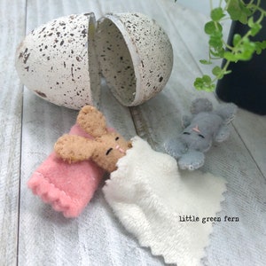Miniature stuffed bunny with pillow & blanket, Easter egg filler idea, Easter basket filler, Easter gift for girl, toy for egg hunt, child