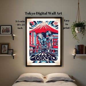 Arte mural de Tokio, póster de Tokio con impresión digital