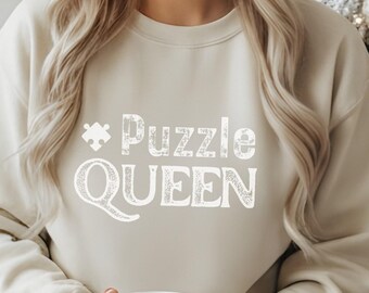 Puzzle Queen Sweatshirt - Cozy Jigsaw Puzzle Lover Crewneck