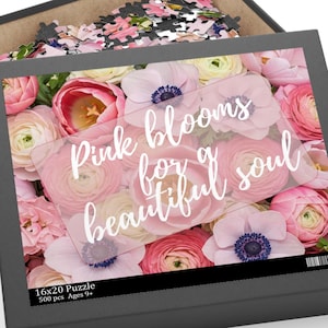 Puzzle mit rosa Blumen und süßer Nachricht, 120/250/500 Teile, elegante Blumengrußkarte, Sommer-Geburtstags- oder Abschlussgeschenk