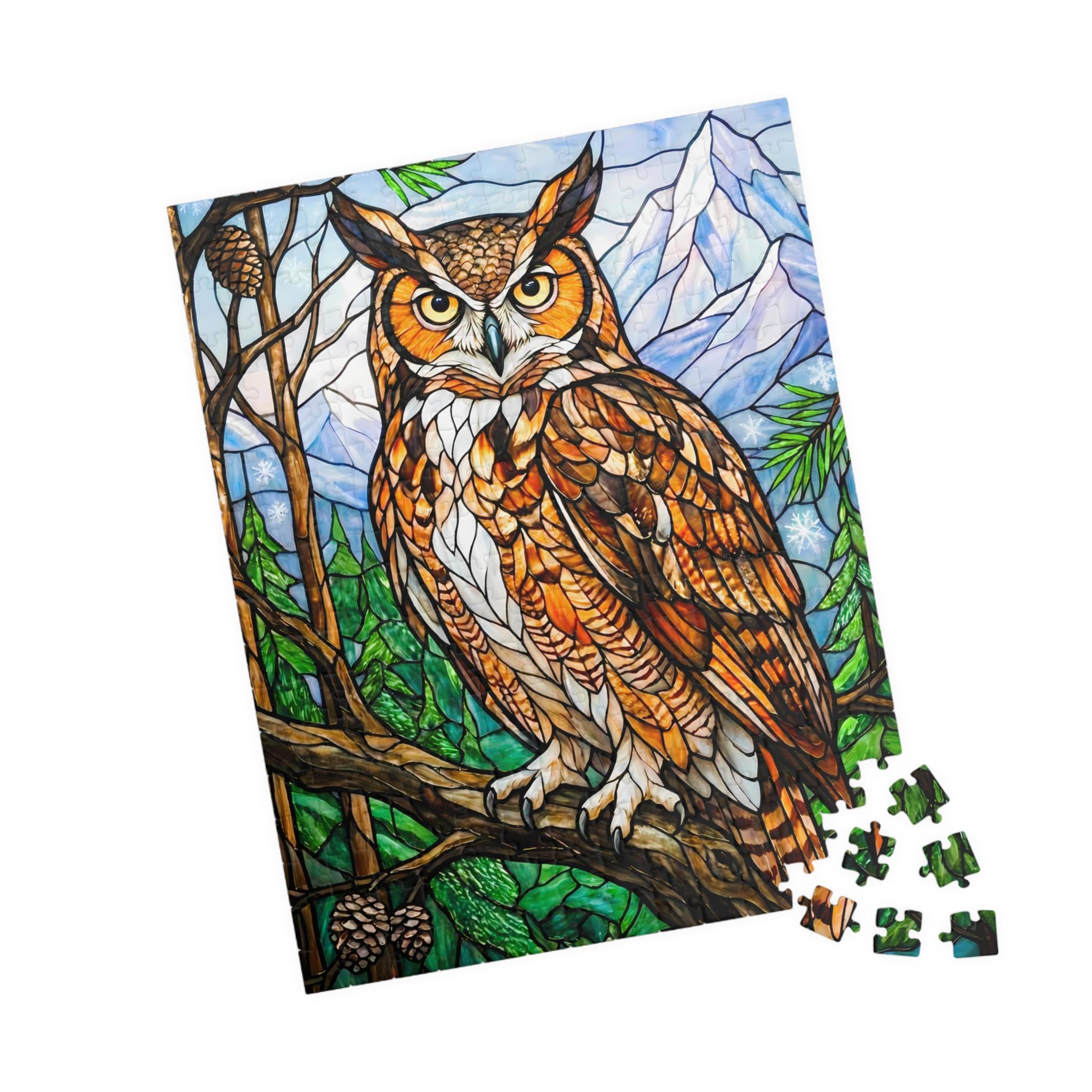 Stained Glass Owl Jigsaw Puzzle - Bird Lover Gift (100, 250, 500, 1000 pc)