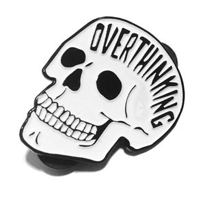 Overthinking Enamel Pin. Glow In The Dark Skull Pin. Anxiety Mental Health Lapel Pin. image 3