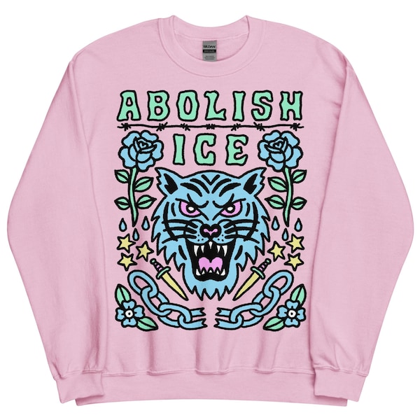 Avskaffa ICE-tröja. Anti-ICE och Trump-tröja med rund hals. Anti-MAGA-kläder.
