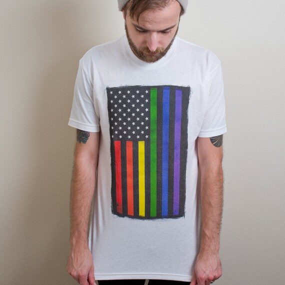 Gay Pride Flag T-Shirt - Rainbow American Flag T-Shirt Gay Pride Flag T-Shirt - Rainbow American Flag T-Shirt