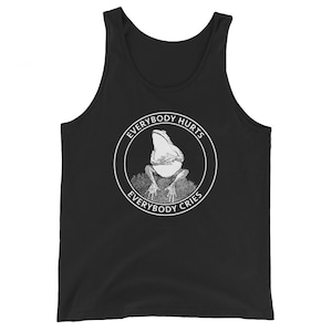 Sad frog tank top. Everybody hurts, everybody cries. Emo frog apparel.