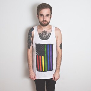 Rainbow Pride Tank Top, Rainbow American Flagge Tank, lgbt tee.Unisex Jersey Tank-Top SEE ARTIKEL DETAILS