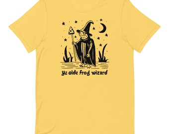 Ye olde kikker tovenaar tshirt. Grappige middeleeuwse kleding van de kikkertovenaar. Fantasie magisch shirt. Middeleeuwse rare illustratie. Weirdcore-T-shirt. Gen z.