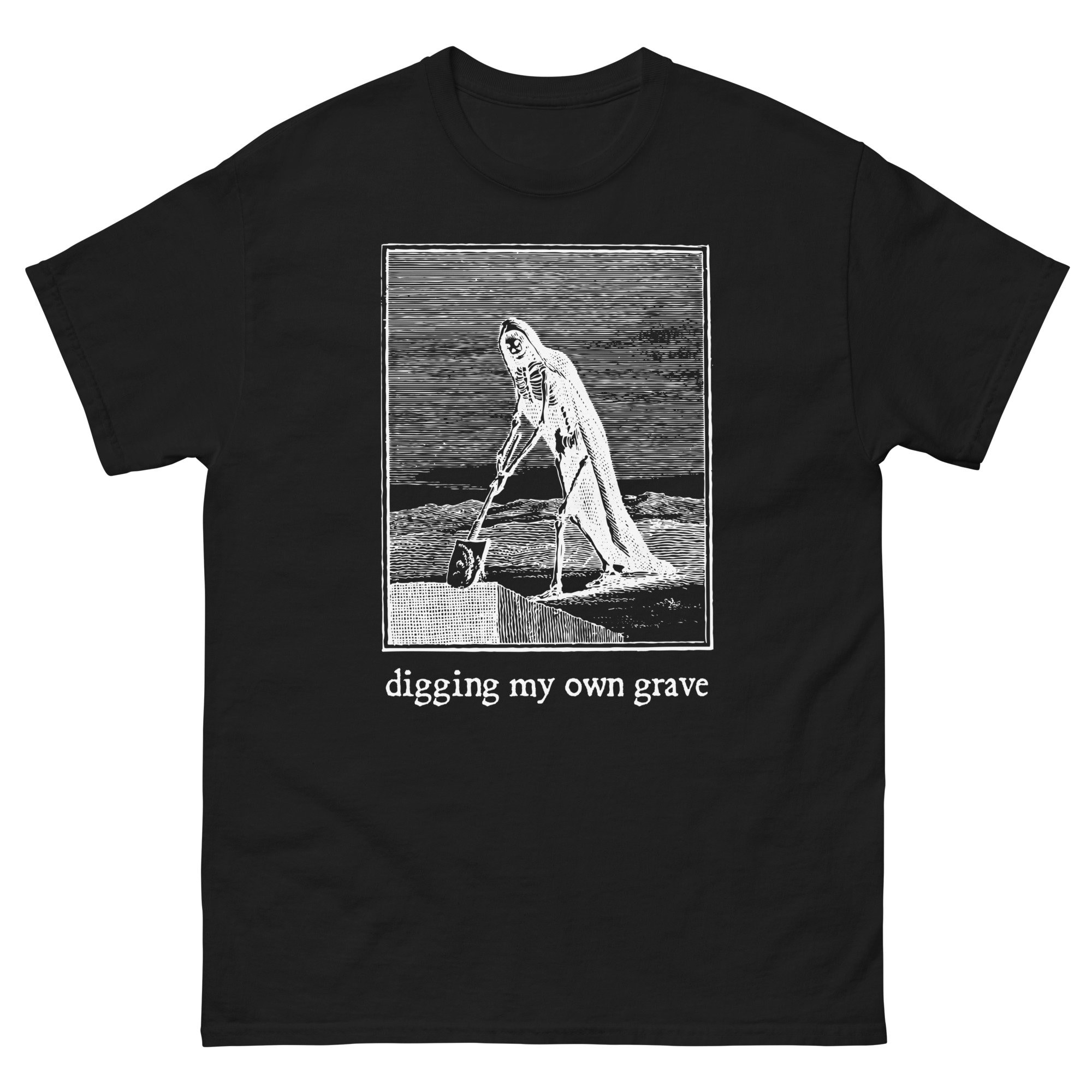 Digging My Own Grave Tshirt. Danse Macabre Tee. Self Deprecating