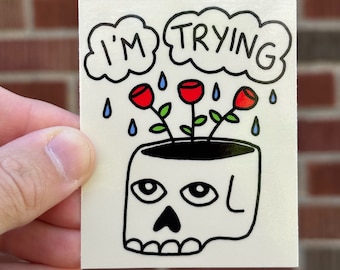 I'm trying sticker. Doing my best vinyl decal. Mental health sticker. Depression anxiety overthinking waterproof, journaling, water bottle.