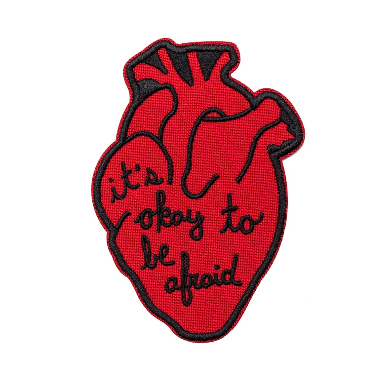 It#39;s Okay To Be Afraid Patch. Anxiety Heart Iron On Embroide It#39;s Okay To Be Afraid Patch. Anxiety Heart Iron On Embroide