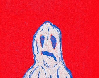 Ghost Print. Spooky and creepy wall art. Halloween gift ideas. Spoopy painting
