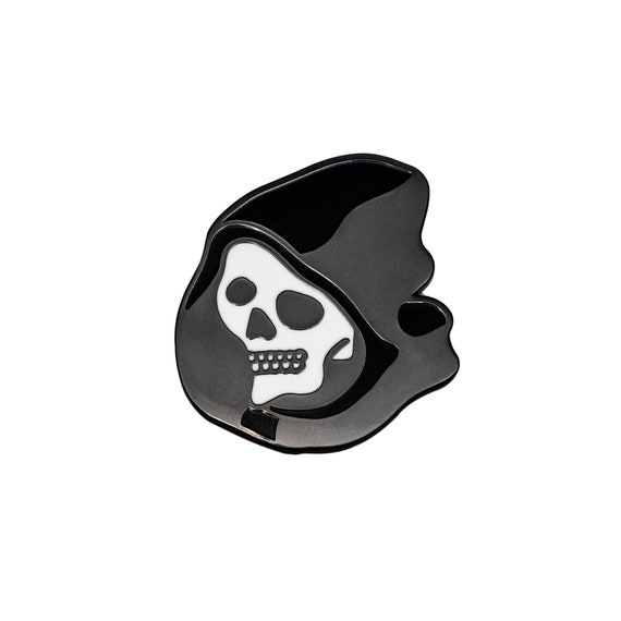 Hand and skull lapel pin. Depressed Skull Pin Tired Skull Enamel Pin