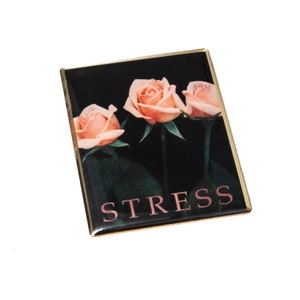 Stress Pin. Vintage Roses Photo Enamel Pin.