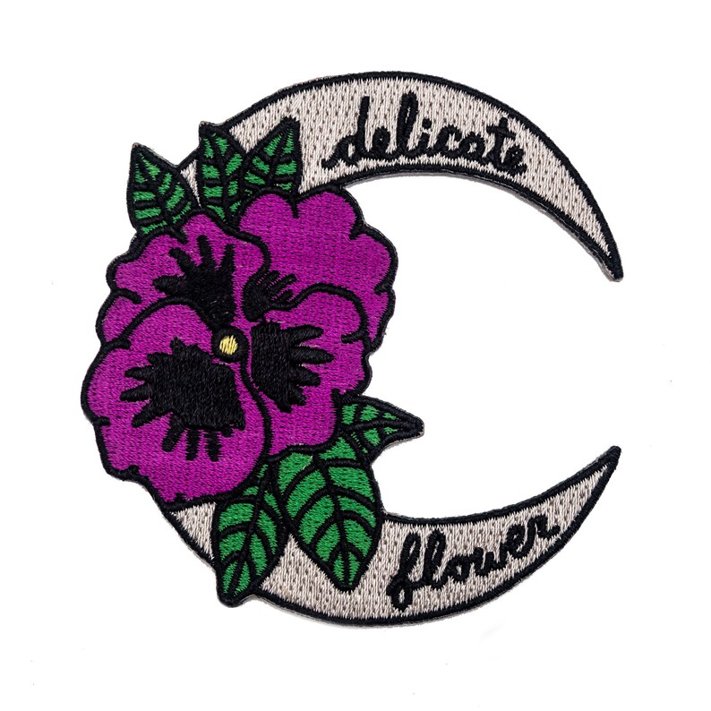 Download Sensitive Emotional Embroidered Patch Pansy And Crescent Moon Patch Delicate Flower Badge Accessories Patches Pins Bgc Sedahotels Com