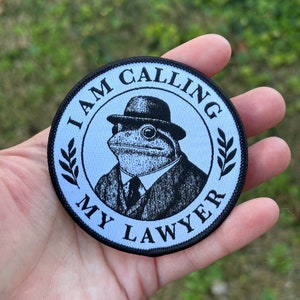 Frog woven patch. Lawyer iron on patch. I am calling my lawyer patch. Funny frog lawyer badge.