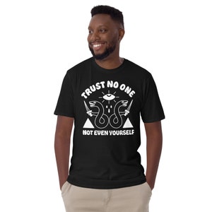 Trust no one, not even yourself tshirt. Snake shirt. All seeing eye apparel.