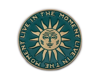 Live In The Moment Pin. Mindfulness Enamel Pin. Be Here Now. Gifts for adults. Ram Das lapel pin. Sun pin.