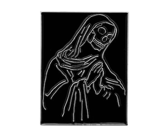 Praying Skeleton Enamel Pin. Prayer Hands Lapel Pin. Jesus Skull Enamel Pin