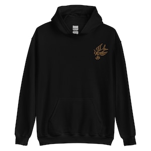 Mindfulness Hoodie. Peace Dove and Lily Embroidered Hoodie. Peace Hooded Sweatshirt.