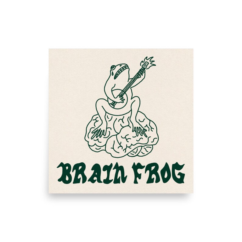 Brain Frog Pin. Overthinking Frog Poster. ADHD OCD Mental Health Banjo Frog Illustration Wall Art. Brain Fog.
