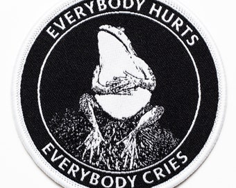 Sad Frog Patch. Everybody Hurts. Everybody Cries. Woven Patch. Embroidered Patch