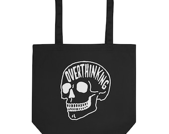 Borsa tote overthinking. Borsa Anxiety in cotone biologico. Borsa organica per la salute mentale.