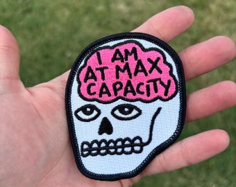最大容量パッチ。メンタルヘルスの刺繍入りアイロンパッチ。ストレスや