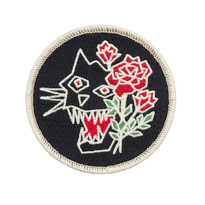 Panther Patch. Rose and Panther Embroidered Patch.