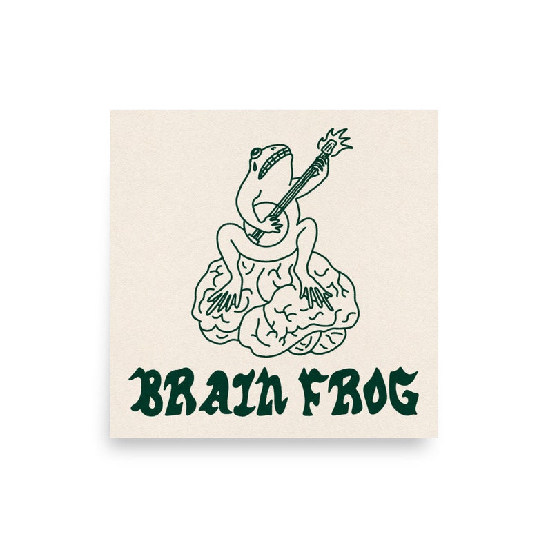 Brain Frog Pin. Overthinking Frog Poster. ADHD OCD Mental Health Banjo Frog Illustration Wall Art. Brain Fog.