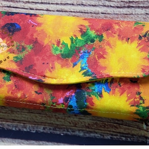 Yellow Bursts Clutch Wallet, Necessary Clutch Wallet, Boho Wallet, Women’s Wallet, Handmade Wallet