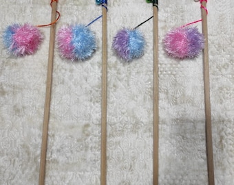 Feather Pom-Pom Cat Wand Toy: Interactive Kitten Fishing Rod