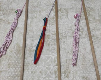 Handmade Cat Wand Toy: Suede String Teaser, Interactive Play