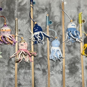 Jellyfish cat toy, Cute cat teaser, cat wand, octopus fishing rod, Fishing Pole for Cats, Catnip cat toy, cute vand, cat fishing, Valerian