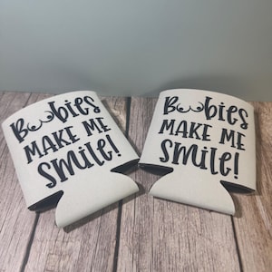 2-Pack Boobies Make Me Smile - Beer Drinks Soda Coozies Double Sided Drink Can Coolers Can Coozy