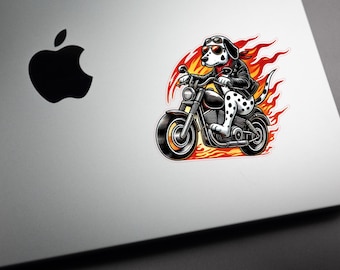 Dalmatian Biker Sticker 4x3.5in Vinyl Decal