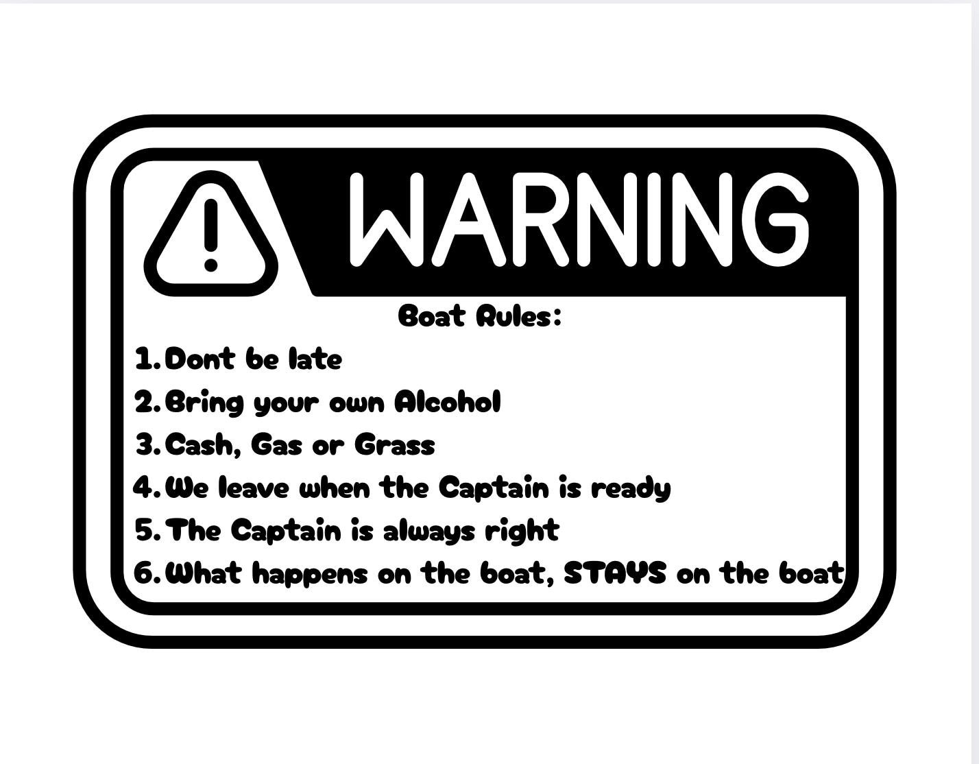 Boat Rules 6.5x4.25in Sticker Decal Boating Yacht Speedboat Cabin Cruiser Design