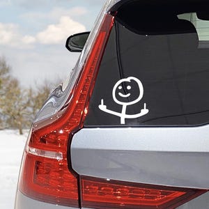 Stick Man Finger 5.75x5.75in Waterproof Vinyl Decal Car Truck Window Sticker Bumper Motorcycle Funny Middle Finger Design Stick Figure