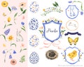 Easter Holiday Clipart for personal and commercial use - Chick,Nest,Rabbit,Crest,Decorated Eggs,Spring Flowers,Poppy Tulip Pansy Daffodil product logo