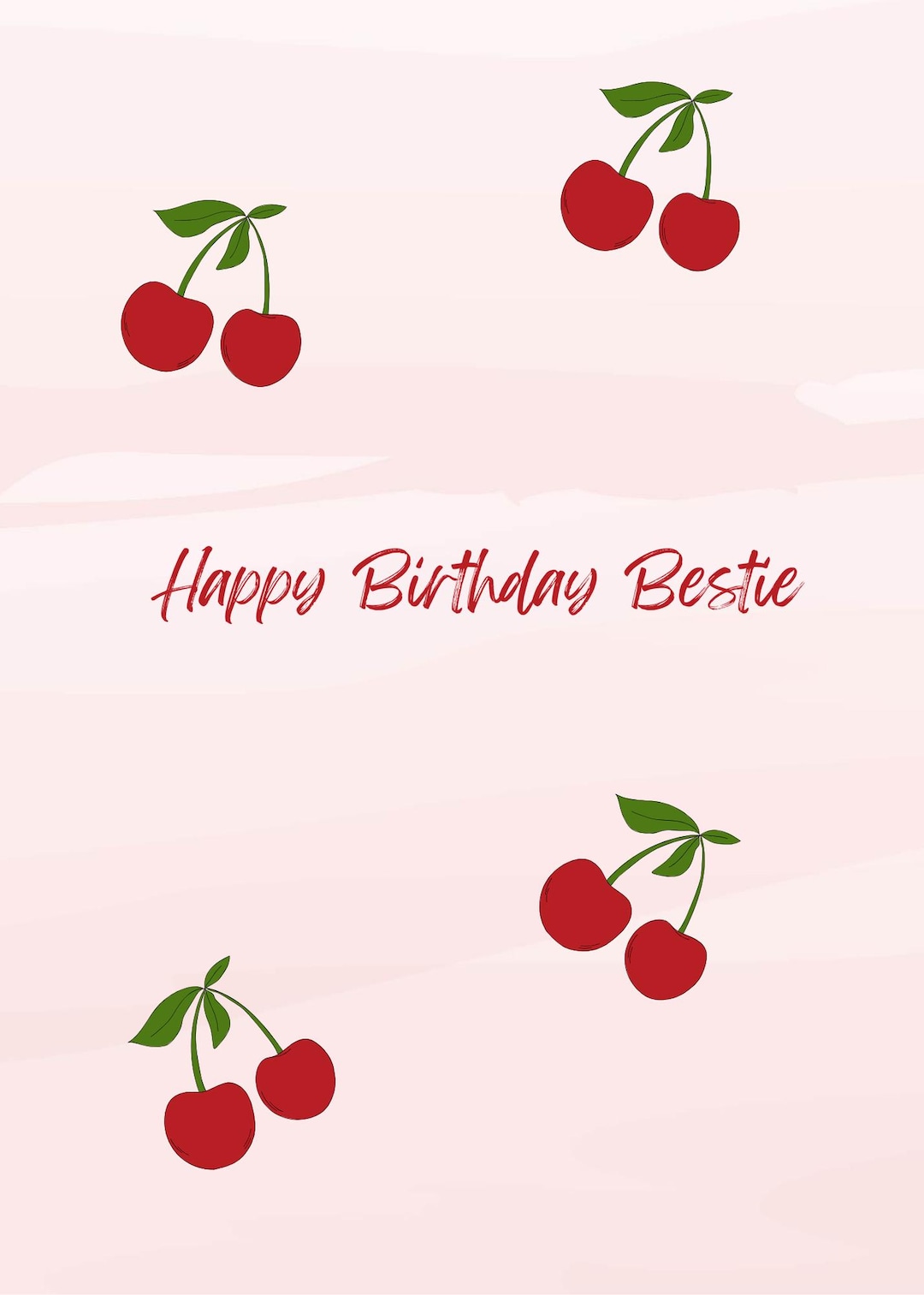 Happy Birthday Bestie Digital Card | Cute Cherry Aesthetic Best Friend ...