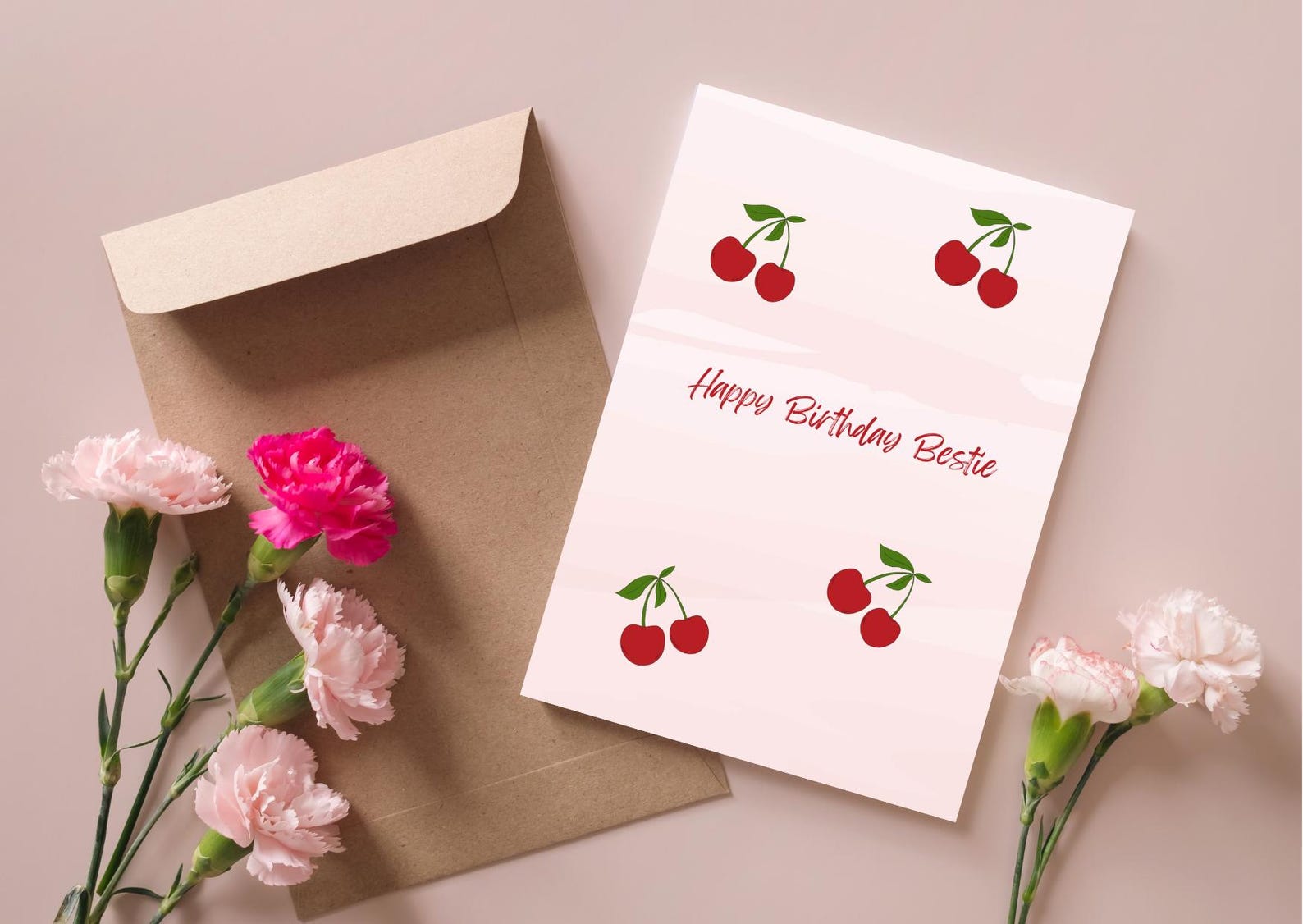 Happy Birthday Bestie Digital Card | Cute Cherry Aesthetic Best Friend ...