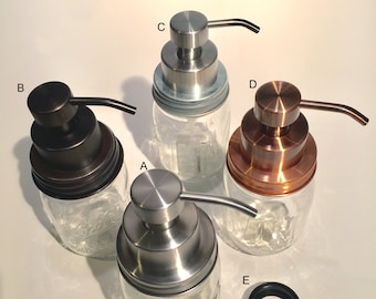 Mason Jar Foamer Soap Pump Kits Copper, Bronze, Galvanized, and 304 Stainless + Extra Collar