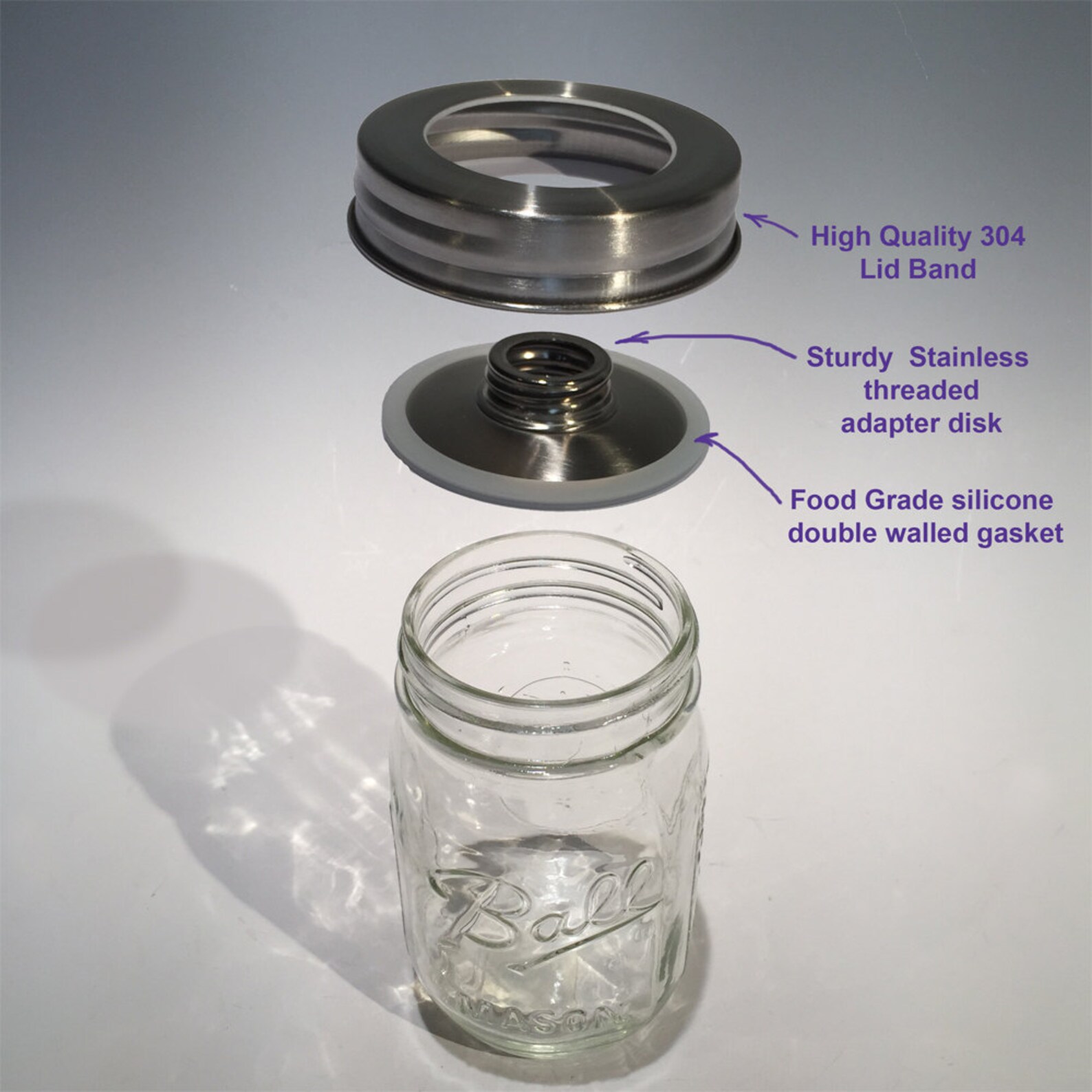 Stainless Three Piece Adapter for Mason Jars Etsy