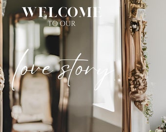 Wedding Selfie Mirror SVG, Digital File, Happily Ever After, DIY Wedding Mirror SVG, Wedding Sticker for Mirror, Welcome to Our Love Story