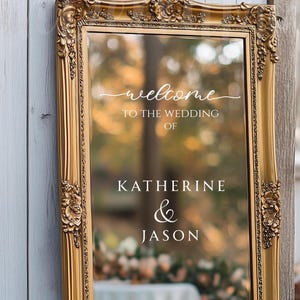 Vinyle miroir de mariage personnalisé, décoration de fête élégante, décalcomanie miroir pour selfie