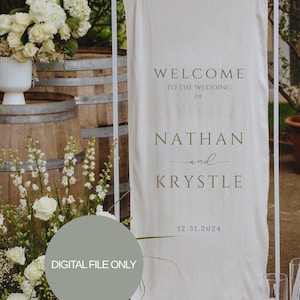 Custom Wedding Welcome Sign SVG, Modern Linen Wedding Banner (Digital File)