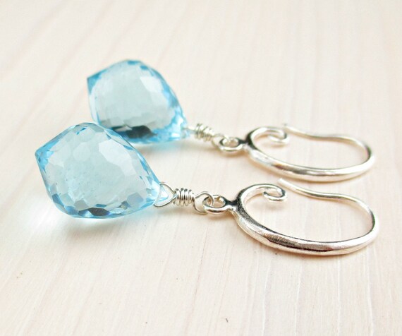 Sky Blue Color Stone Silver Earring 336 925 Sterling Silver Earrings Blue Quartz Gemstone Earrings Silver Jewelry Birthday Gift Earring