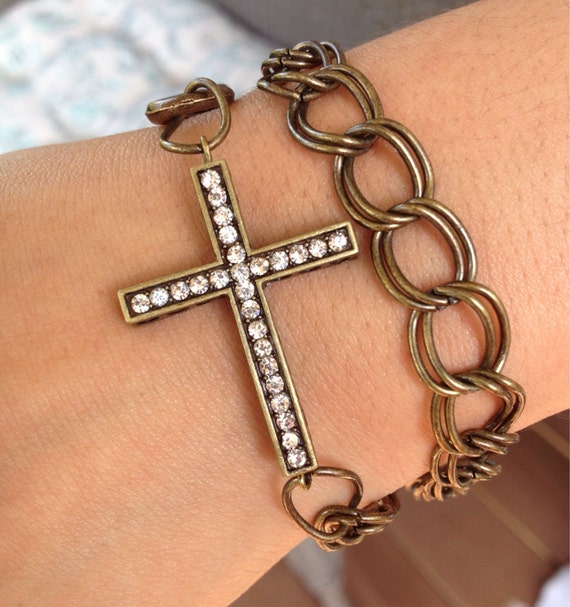 Items similar to Chain Cross Bracelet on Etsy