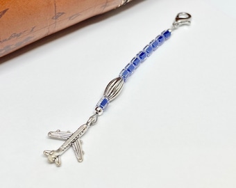 Blue Airplane Zipper Pull (Pilot Jewelry, Flight Attendant Accessories, Zipper Charm, Airplane Jewelry, Gift Idea, Jacket Fob, Purse Charm)
