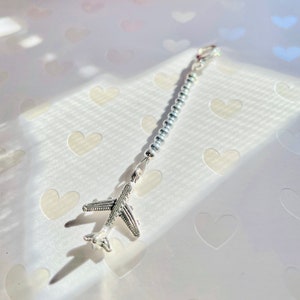 Zipper Fob for Airline Crew Silver Beaded Zipper Pull. Airplane. Flight Crew Jewelry. Gift Idea for Flight Attendant and Pilot. Zipper Fob image 5