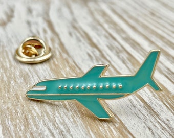 Airplane, Lapel Pin, Enamel Pins, Aviation Pin, Flight Attendant, Pilot, Airline, Cute Pins, Turquoise, Blue, Gift for Crew, Travel Gift, ID